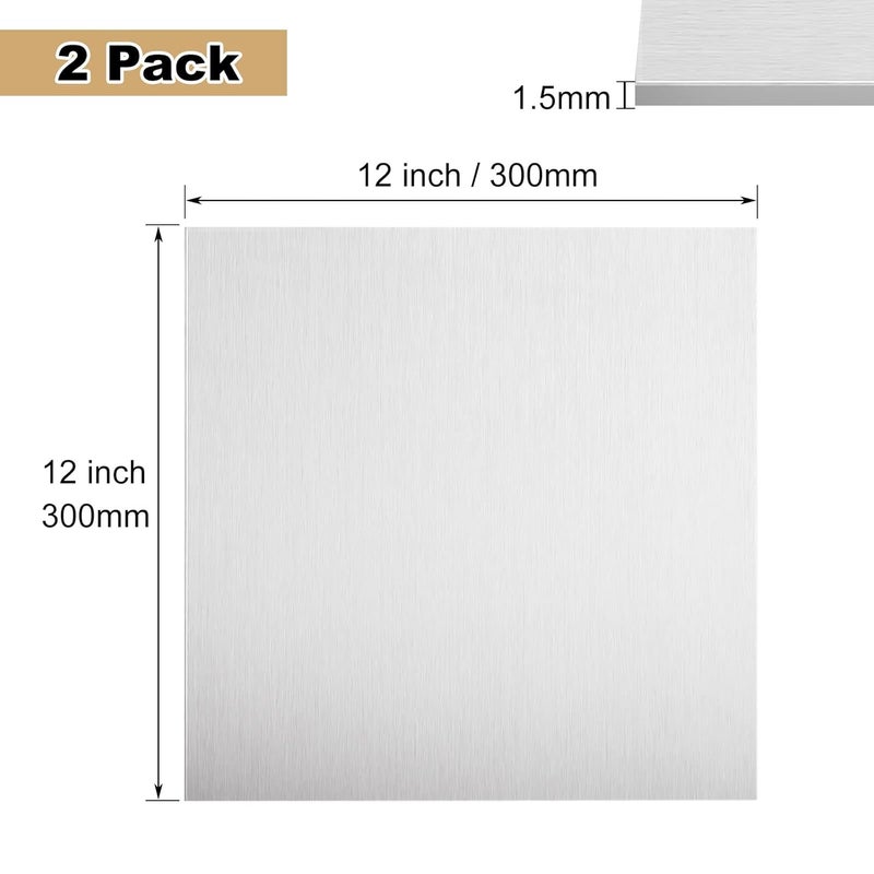 DAJAVE 2 Pack 5052 H32 Aluminum Metal Sheet 12x12x1/16 Inch Flat Plain Thin Aluminum Plate, 1.5mm Aluminums Metal Plate with Protective Film, Finely Polished and Deburred, for Crafting, Industry - Image 2
